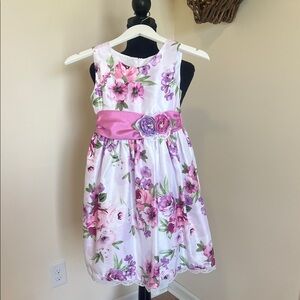 Sorbet Pink and White Floral Kids Formal Dress
